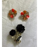 Vintage floral brooch and earrings - €8,60 EUR