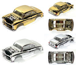 2pc AFX-tras 1949 Mercury Hot Rod Coupe TOMY/AFX Body Mount Liquid Gold + Silver - £23.69 GBP