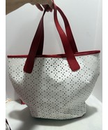 Saks Fifth Avenue Eyelet Tote Handbag Red White With Original box - €28,46 EUR