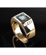 *14K Yellow Gold Blue &amp; White Diamond Ring Size 9 - $36,820.97 MXN