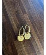 Vintage 90’s LC Liz Claiborne Crest Charm Hoop Earrings Pair Signed - $68.05