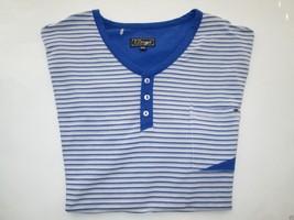 7 Diamonds Crewneck Henley Stripes Short Sleeve Men T-Shirt Blues 2XL  - £19.45 GBP