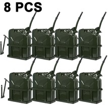 8Pcs 5 Gallon Jerry Can Oil Steel Tank Military Army Backup 20L With Holder - £480.40 GBP