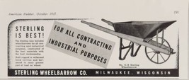 1937 Print Ad Sterling Wheelbarrow No. S-12 Contracting Milwaukee,Wisconsin - £10.95 GBP