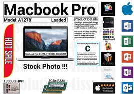 Apple Macbook Pro A1278 13&quot; Intel Core 2 Duo 2.53GHz 8GBs Ram 1000GB HDD Grade C - £393.17 GBP