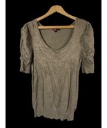 Forever 21 Y2K Knit Sweater Top Brown Puff Sleeve V Neck Preppy Soft Gir... - €34,22 EUR
