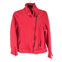 Tahari Womens Boiled Wool Blend Jacket Asymmetric Zip Mock Neck Pink L - £15.17 GBP