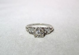 Vintage 14K White Gold Ladies Diamond Wedding Engagement Ring Size 6 K785 - £257.49 GBP