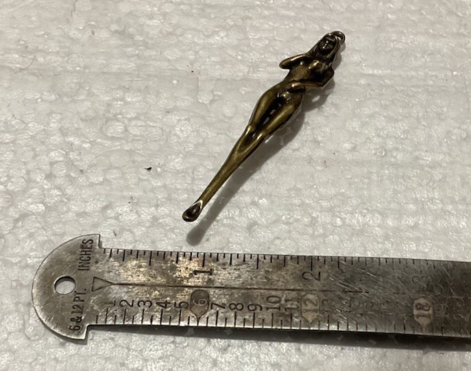 Nude Figural Woman Design Mini spoon Pendant 3” Bronze Heavy Detailed Piece Item image 5