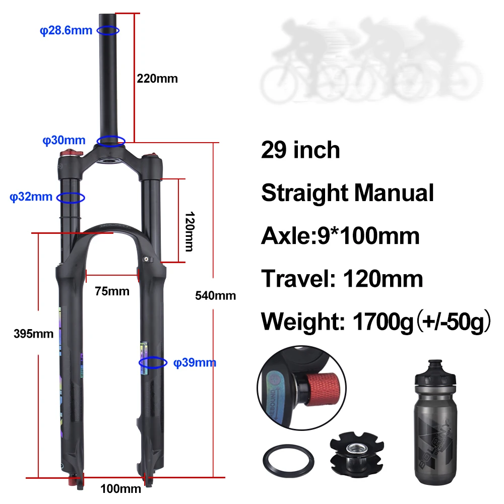 BOLANY Bicycle Air Fork Rebound Adjustment MTB Suspension 26/27.5/29 Straight/Ta - £403.50 GBP