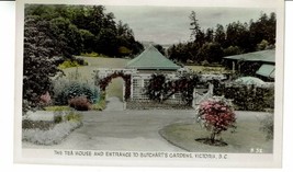 Tea house Butchart Gardens Victoria BC Canada RPPC hand painted postcard - £7.90 GBP