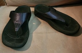 Fitflop Lulu Black Weave Thong Slip On Sandals Women&#39;s Sz 8 (407-001) - $28.00