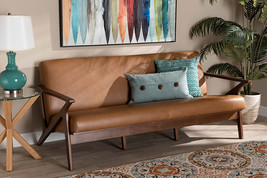 Netherlands Walnut Brown and Tan Faux Leather Effect Sofa - $15,099.88 MXN