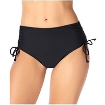 $42 Swim Solutions Adjustable Ruched Brief Bottom Black Size 8 - £10.61 GBP