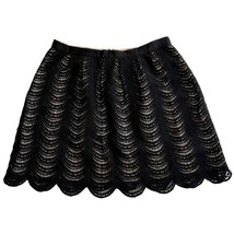 Club Monaco Style #00301554 Women Size 4 Crochet Lace Mini Skirt A Line Black Nu - £19.46 GBP