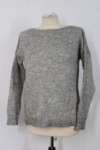 Theory P Gray Zip Side Emogen Frost Marled Cotton Merino Wool Sweater - £20.87 GBP