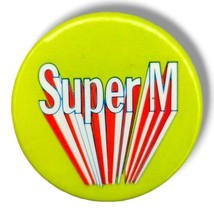 Vintage Pin Button Pinback Super M Colorful Lime Green Advertising Memor... - $16.99