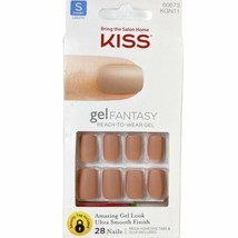 NEW Kiss Nails Gel Fantasy Press or Glue Manicure Short Gel Matte Beige Nude Tan - £11.87 GBP