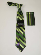 Men's Stacy Adams Tie and Hankie Set Woven Silky Fabric #Stacy45 Green image 2