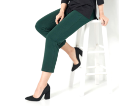 Susan Graver Premium Stretch Slim Leg Pants- Dark Evergreen, TALL  3X - £20.45 GBP