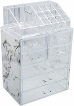 Cosmetic Makeup and Jewelry Storage Organizer Case Display Marble Print Holder - £52.87 GBP