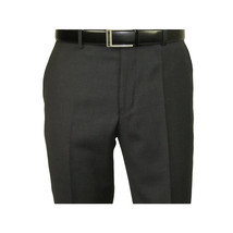 Mens MANTONI Flat Front Pants 100% Wool Super 140's Classic Fit 46306-3 Charcoal image 5