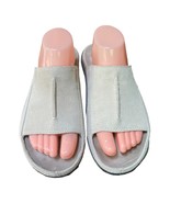 L.L.Bean light Grey suede leather slide slip-on sandals mule women&#39;s siz... - $31.68