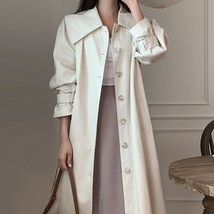 Korean Chic 2022 Autumn Trench Coat Outwear Simple Long Sleeve Big Turn-down Col - £147.77 GBP