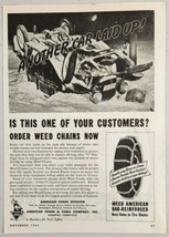 1944 Print Ad Weed Tire Chains for Snow Car Wrecked Bridgeport,Connecticut - £13.16 GBP