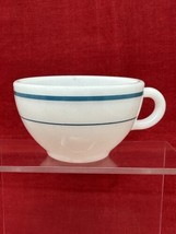 Corning Decor Dinner Ware Milk Glass Coffee Tea Cup Teal Stripe Retro VTG 701-15 - £11.61 GBP