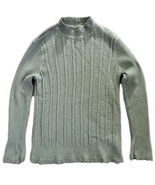 Jeanne Pierre Sweater Women L Large 100% Cotton Turtleneck Green Long Sl... - $14.39