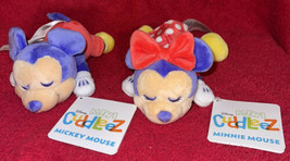 Disney Store Minnie &amp; Mickey Mouse Cuddleez Plush Mini Sleeping Bean Bag... - £19.65 GBP