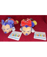 Disney Store Minnie &amp; Mickey Mouse Cuddleez Plush Mini Sleeping Bean Bag... - £19.63 GBP
