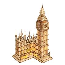3D Wooden Big Ben Puzzle : With Glowing LED Lights - $32.40