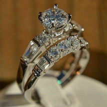 2.75Ct Round Cut Diamond 14k White Gold Finish Engagement Wedding Ring Set - £134.84 GBP