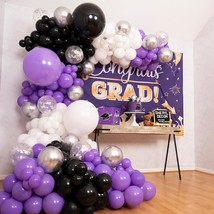 100Pcs Easy Diy  Purple And Black White Balloons Garland &amp; Arch Kit  Small And L - £23.97 GBP