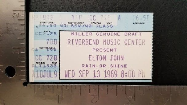 ELTON JOHN - VINTAGE SEPTEMBER 13, 1989 RIVERBEND MUSIC CEN CONCERT TICK... - $12.00