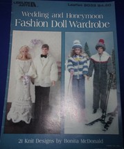 Leisure Arts Leaflet Knit Wedding &amp; Honeymoon Barbie Fashion Doll Wardrobe  - £5.58 GBP