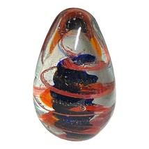 Blue And Orange Double Helix LARGE Swirl Art Glass Egg Paperweight 5.5” ... - $93.49