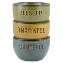 Hallmark - Grateful Thankful Blessed Glazed Ceramic Bowls, Set of 3 - £14.72 GBP