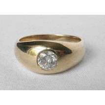 Vintage 14K Gelb Vergoldet Herren 1 Karat Echt Moissanit Solitaire Rosa Ring - £80.67 GBP