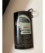 Vintage Totes Self-Folding Black Umbrella With Leather Or Leather-Like C... - $44.50