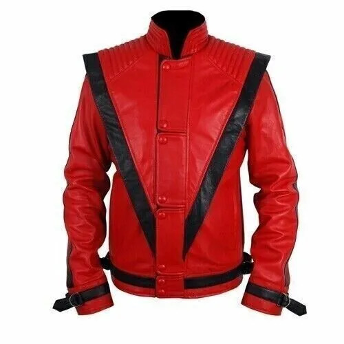 Michael Jackson MJ Thriller Red Real Leather Jacket