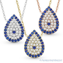 Evil Eye Water Drop Turkish Nazar Charm Pendant Necklace in .925 Sterlin... - $25.49