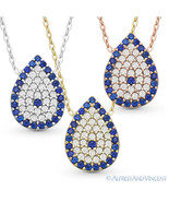 Evil Eye Water Drop Turkish Nazar Charm Pendant Necklace in .925 Sterlin... - $28.19