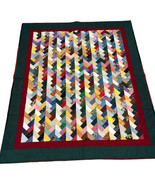 Handmade Quilt Colorful Chevron Pattern Florals 52&quot;X64&quot; Herringbone- READ - £43.51 GBP