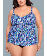 Swim Solutions Plus Size Printed Fauxkini One-Piece Swimsuit SIZE: US 20... - €25,01 EUR