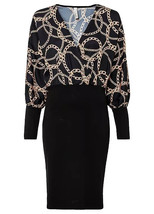 BON PRIX Chain Print Party Dress in Black Size Small - UK 10/12 (fm16-2) - £41.31 GBP