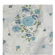 Vintage Penney&#39;s Pencale 81”x108” Double Full Flat Sheet Blue Roses On W... - $23.36