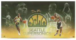 Gary Payton Autographed Seattle Supersonics 30&quot; x 15&quot; Photo UDA  - £418.25 GBP